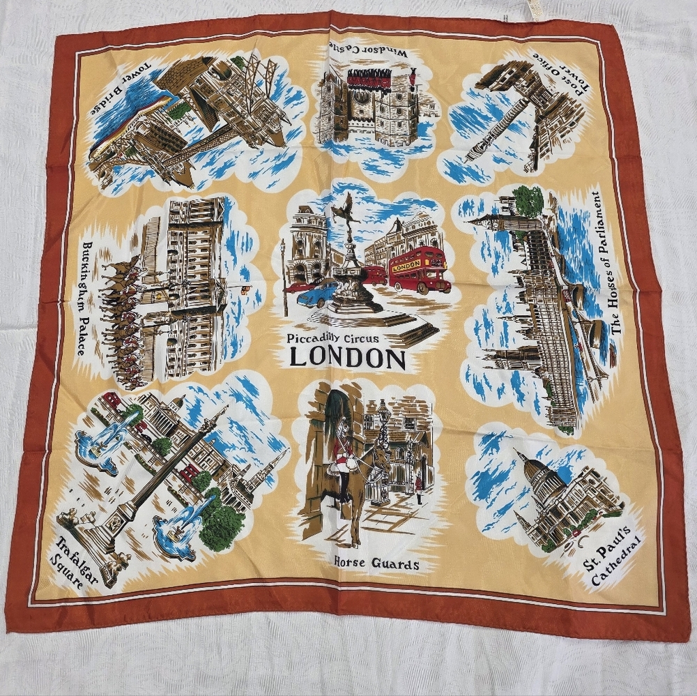 London Landmarks Souvenir Scarf - Made in Japan